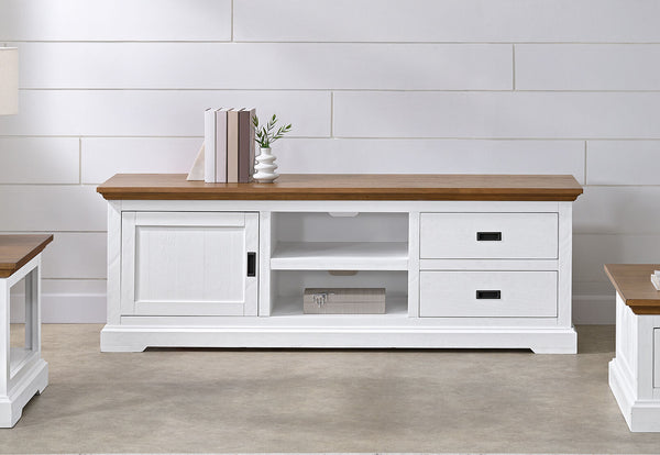 CHARLSBOURG ENTERTAINMENT UNIT WHITE/DARK PINE