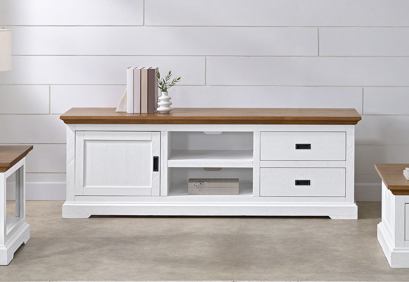 CHARLSBOURG ENTERTAINMENT UNIT WHITE/DARK PINE