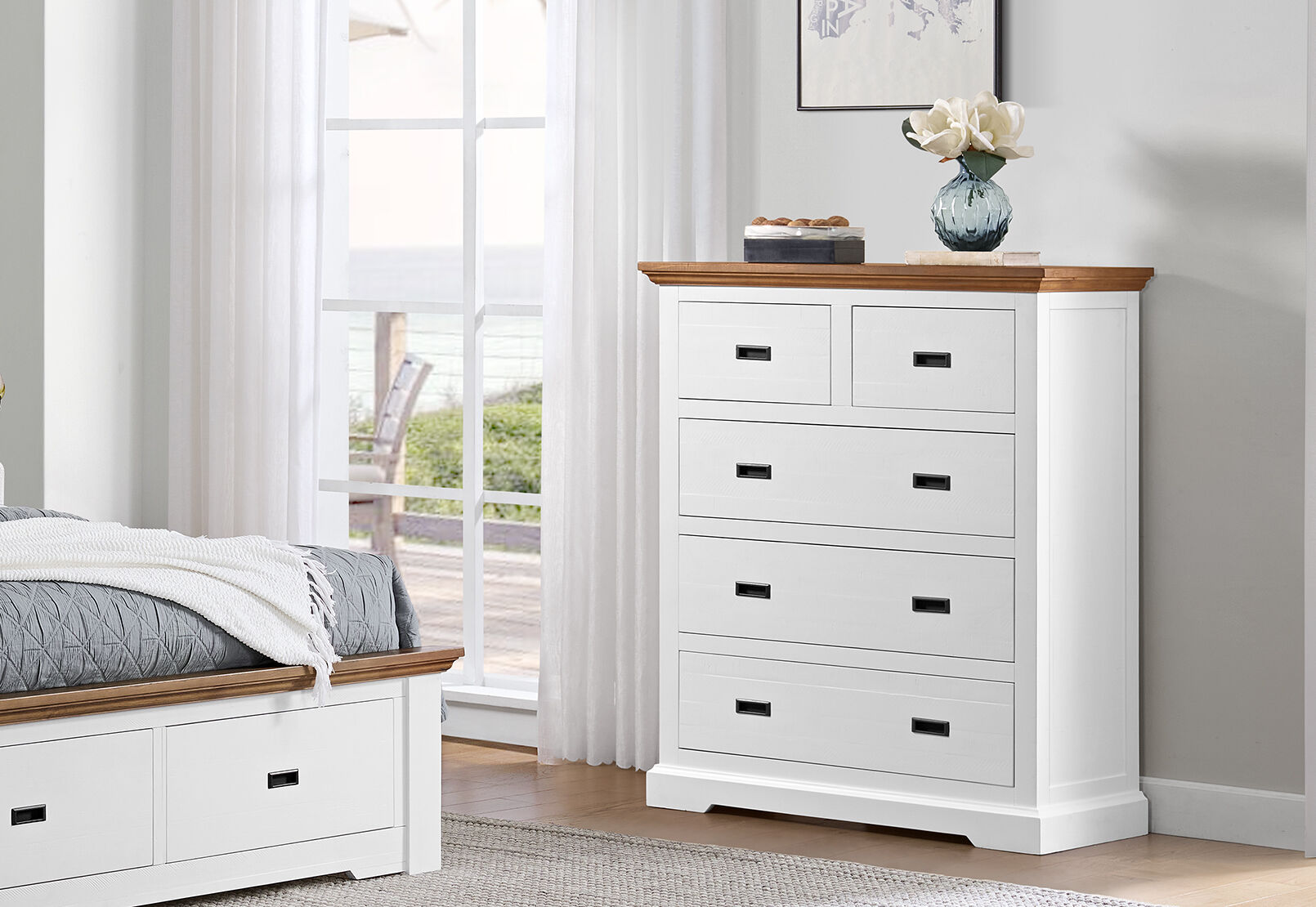 CHARLSBOURG TALL CHEST WHITE/DARK PINE