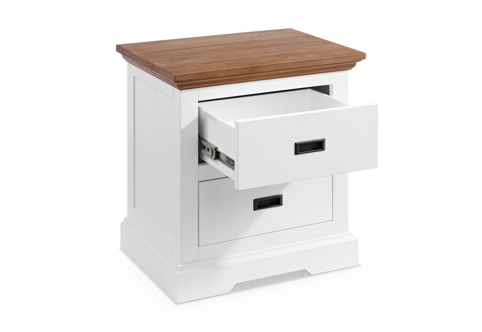 CHARLSBOURG BEDSIDE TABLE WHITE/DARK PINE