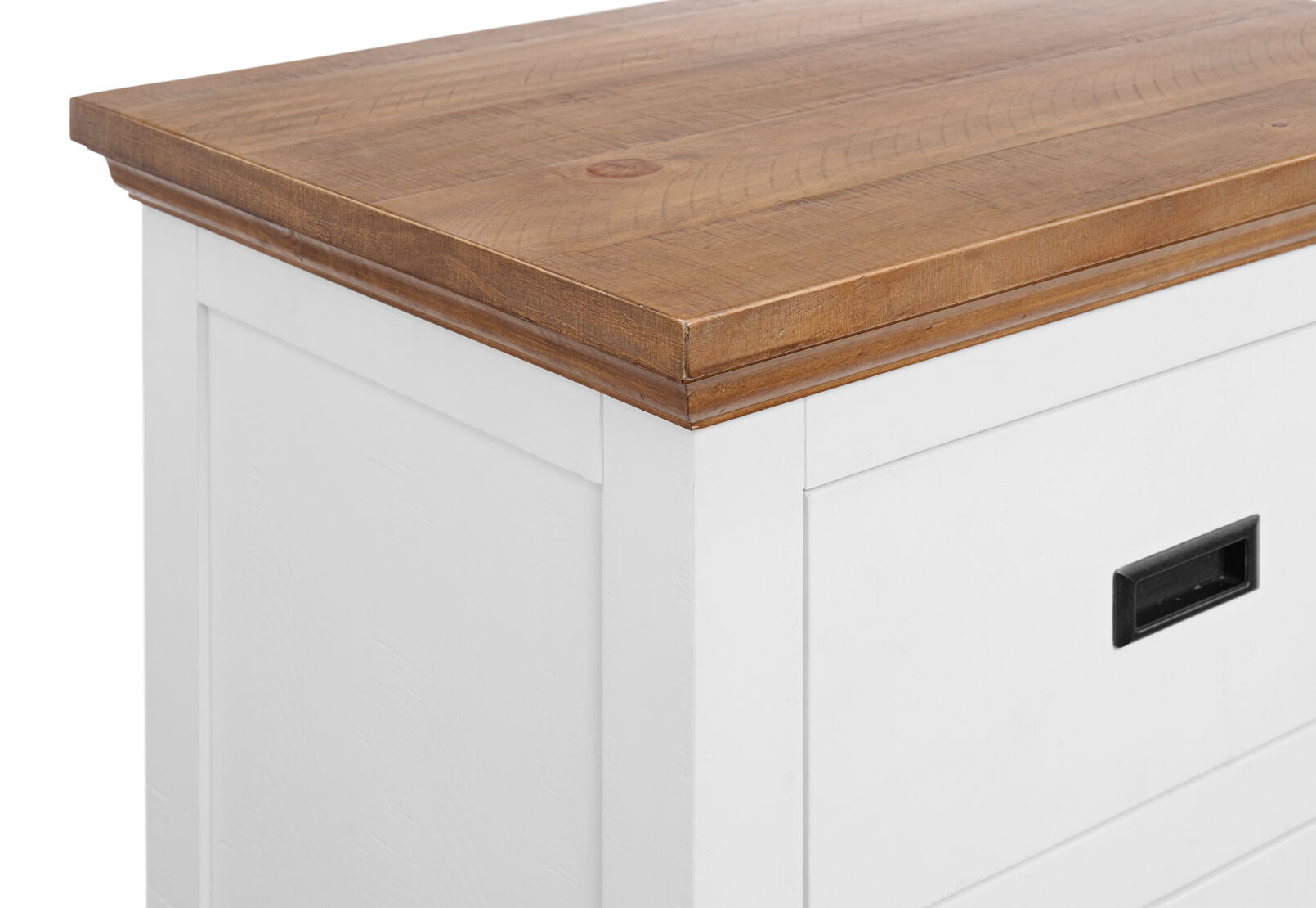 CHARLSBOURG BEDSIDE TABLE WHITE/DARK PINE