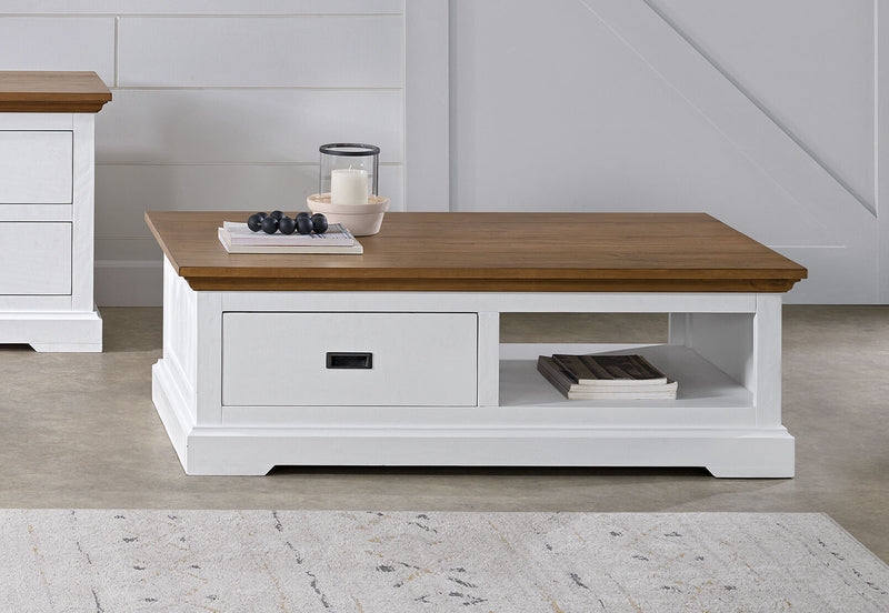CHARLSBOURG COFFEE TABLE 	WHITE/DARK PINE