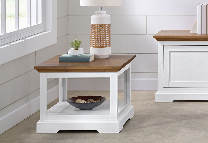 CHARLSBOURG LAMP TABLE WHITE/DARK PINE