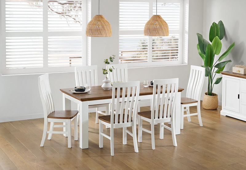CHARLSBOURG 7 PIECE DINING SUITE  WHITE/DARK PINE