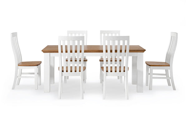 CHARLSBOURG 7 PIECE DINING SUITE  WHITE/DARK PINE
