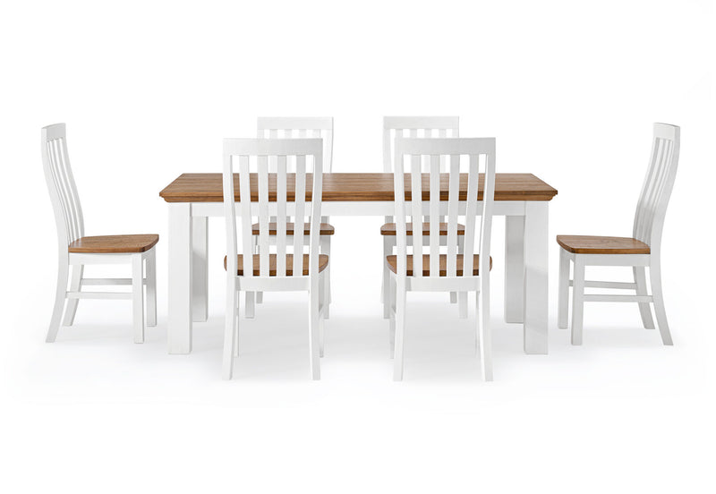 CHARLSBOURG 7 PIECE DINING SUITE  WHITE/DARK PINE
