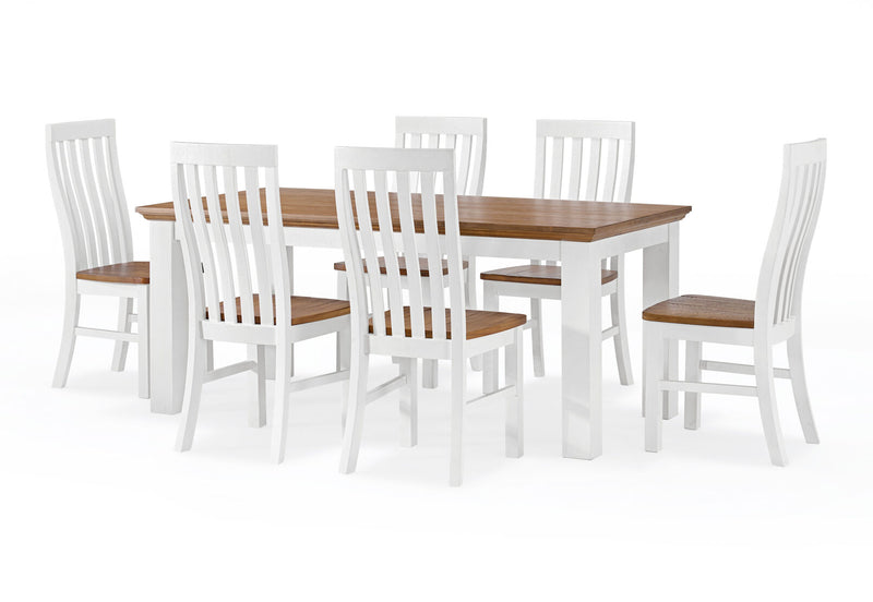 CHARLSBOURG 7 PIECE DINING SUITE  WHITE/DARK PINE