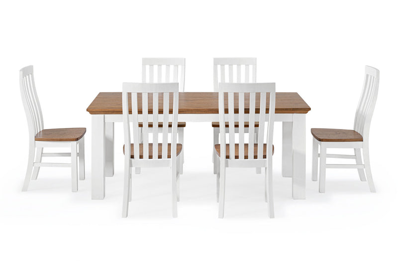CHARLSBOURG 7 PIECE DINING SUITE  WHITE/DARK PINE