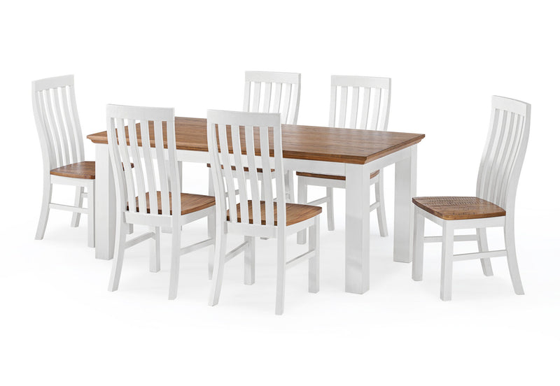 CHARLSBOURG 7 PIECE DINING SUITE  WHITE/DARK PINE