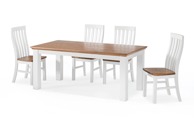 CHARLSBOURG 7 PIECE DINING SUITE  WHITE/DARK PINE