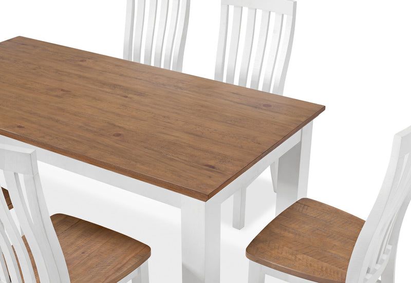 CHARLSBOURG 7 PIECE DINING SUITE  WHITE/DARK PINE