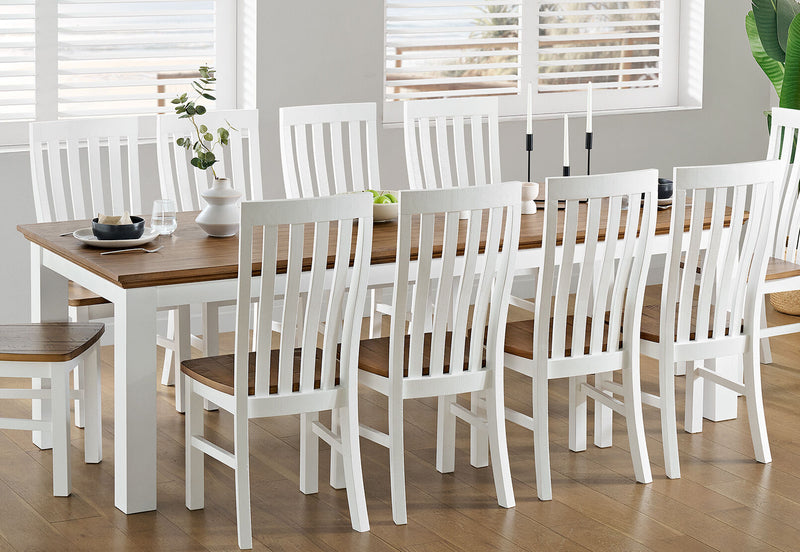 CHARLSBOURG 2400 DINING TABLE (MTO) WHITE/DARK PINE