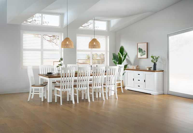 CHARLSBOURG 2400 DINING TABLE (MTO) WHITE/DARK PINE