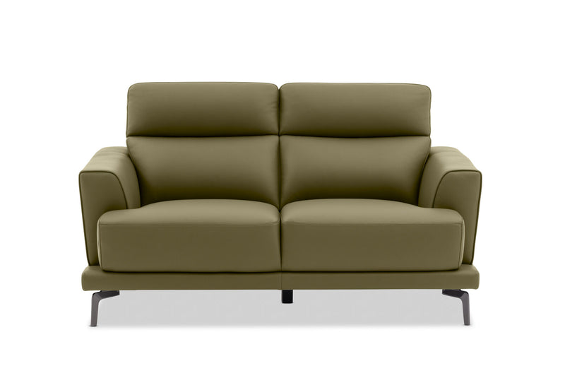 MONDRICH LEATHER 2 SEATER SOFA 	OLIVE GREEN