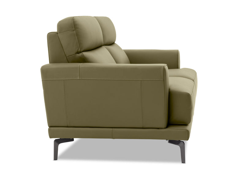 MONDRICH LEATHER 2 SEATER SOFA 	OLIVE GREEN