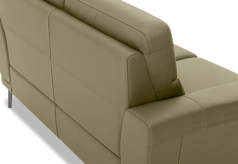 MONDRICH LEATHER 2 SEATER SOFA 	OLIVE GREEN