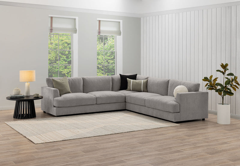 COURTNEY FABRIC 5 SEATER CORNER LOUNGE LIGHT GREY