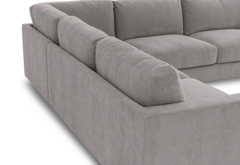 COURTNEY FABRIC 5 SEATER CORNER LOUNGE LIGHT GREY