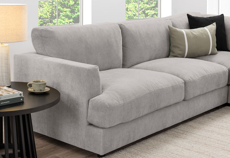 COURTNEY FABRIC 5 SEATER CORNER LOUNGE LIGHT GREY