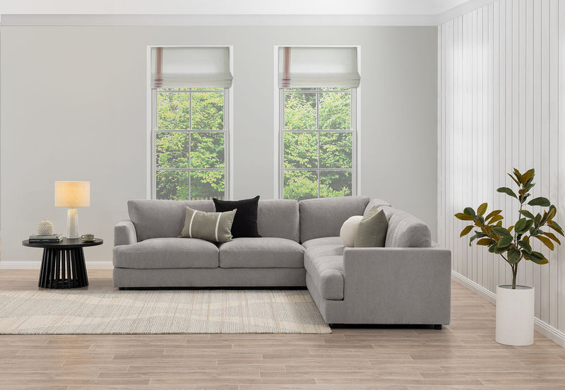 COURTNEY FABRIC 5 SEATER CORNER LOUNGE LIGHT GREY