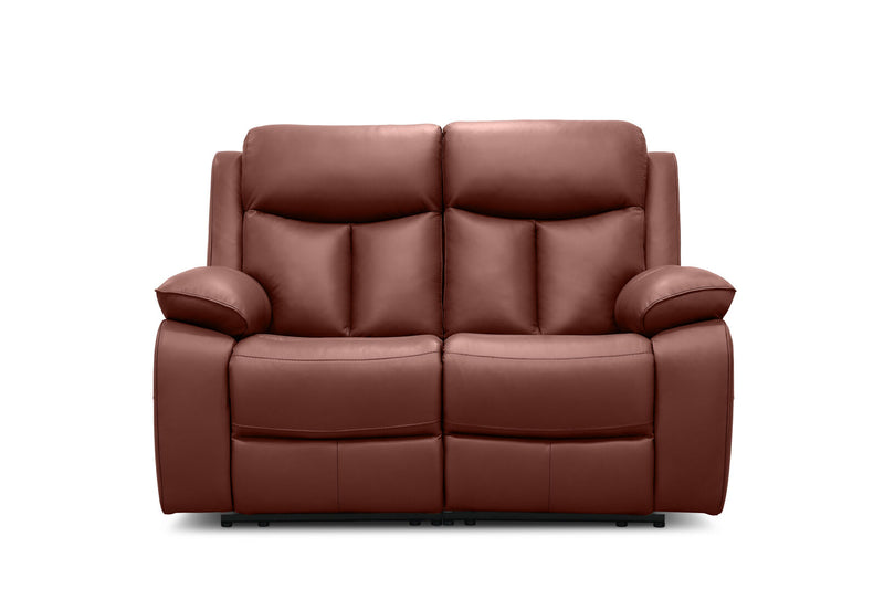DACIA LEATHER 2 SEATER SOFA WITH INBUILT ELECTRIC RECLINERS BURNT ORANGE