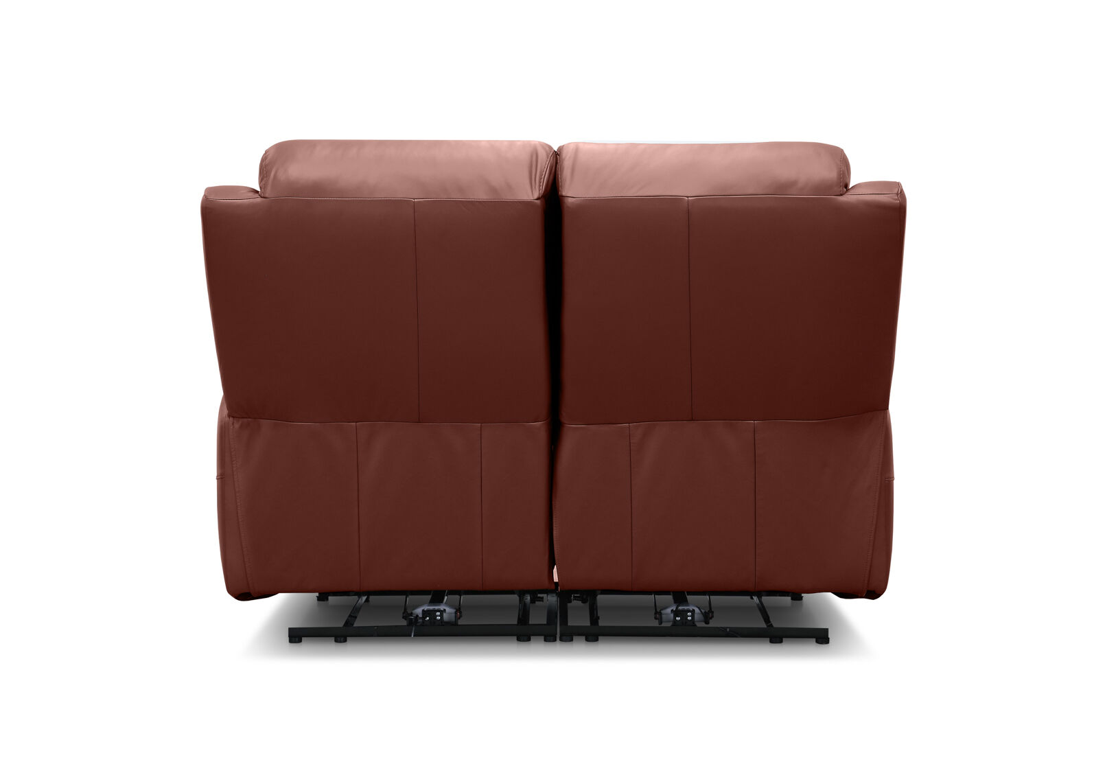 DACIA LEATHER 2 SEATER SOFA WITH INBUILT ELECTRIC RECLINERS BURNT ORANGE