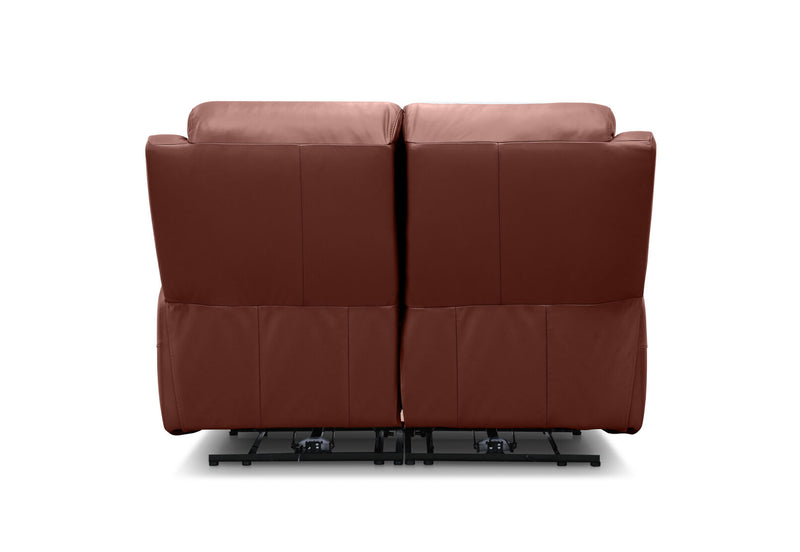 DACIA LEATHER 2 SEATER SOFA WITH INBUILT ELECTRIC RECLINERS BURNT ORANGE