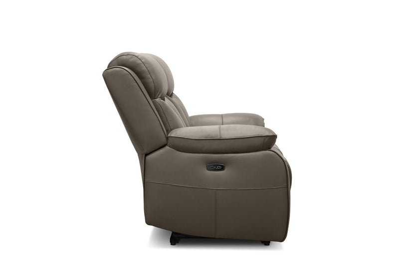 DACIA LEATHER 2 SEATER SOFA WITH INBUILT ELECTRIC RECLINERS GREY