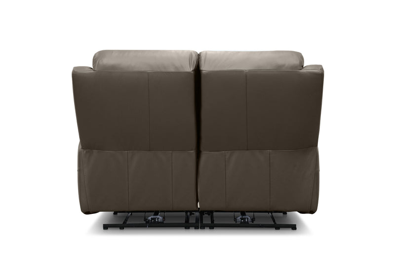 DACIA LEATHER 2 SEATER SOFA WITH INBUILT ELECTRIC RECLINERS GREY