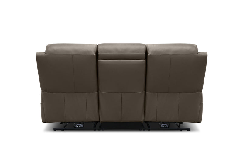 DACIA LEATHER 3 SEATER SOFA WITH 2 INBUILT ELECTRIC RECLINERS GREY