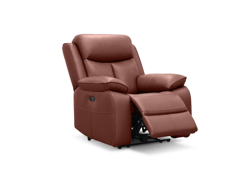 DACIA LEATHER ELECTRIC RECLINER BURNT ORANGE