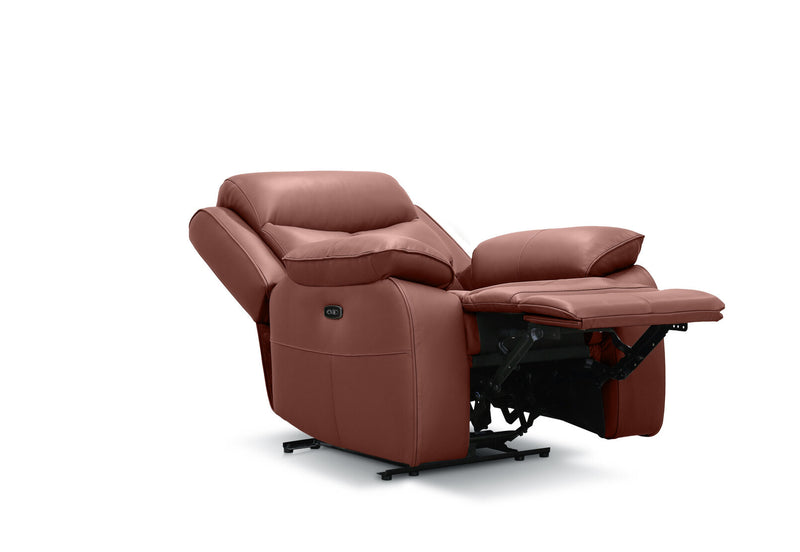 DACIA LEATHER ELECTRIC RECLINER BURNT ORANGE