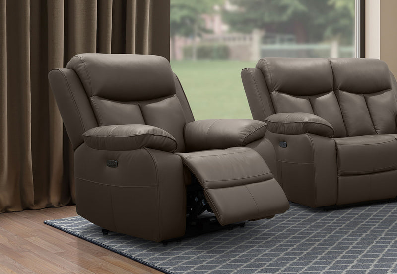 DACIA LEATHER ELECTRIC RECLINER GREY