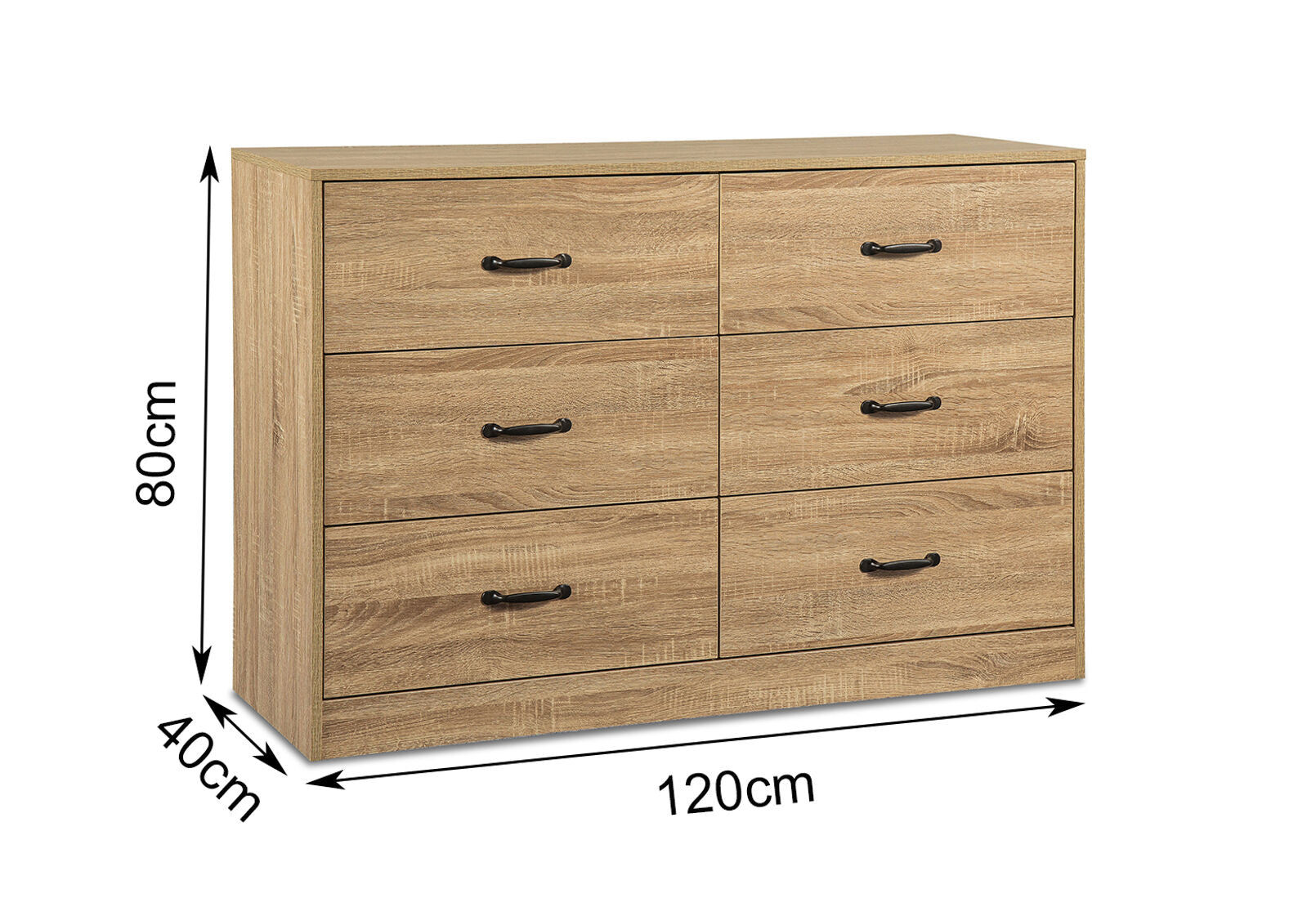NIVA 6 DRAWER DRESSER OAK
