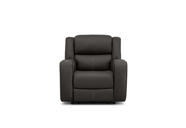 CAPALDI LEATHER ELECTRIC RECLINER DARK GREY