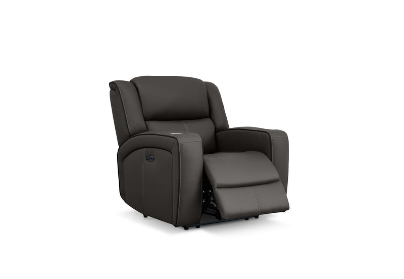 CAPALDI LEATHER ELECTRIC RECLINER DARK GREY