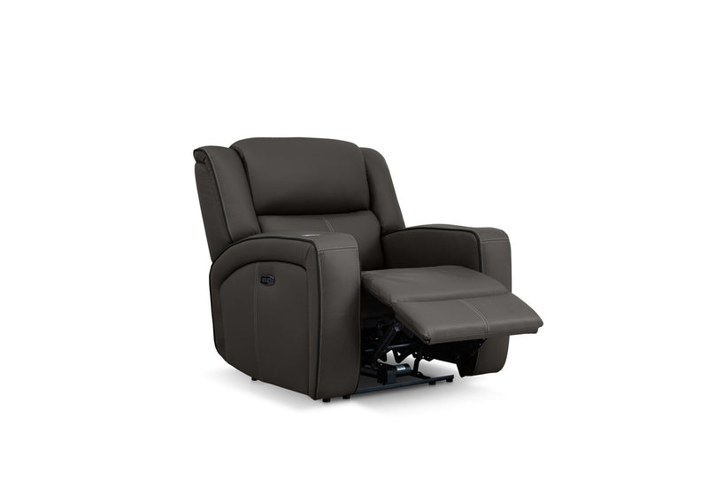 CAPALDI LEATHER ELECTRIC RECLINER DARK GREY