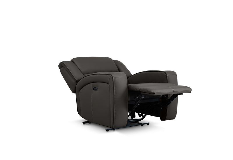 CAPALDI LEATHER ELECTRIC RECLINER DARK GREY
