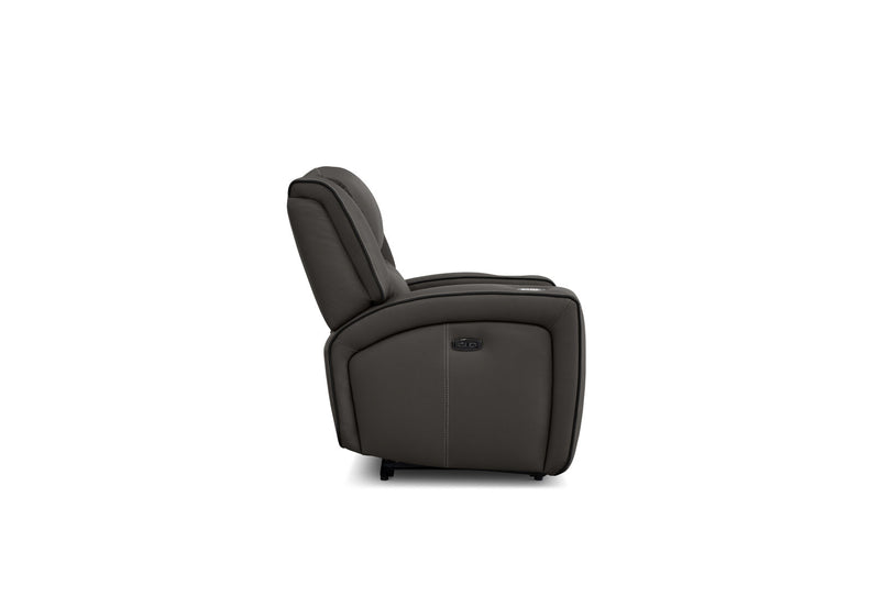 CAPALDI LEATHER ELECTRIC RECLINER DARK GREY