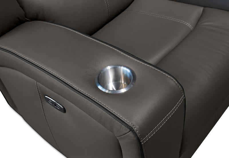 CAPALDI LEATHER ELECTRIC RECLINER DARK GREY