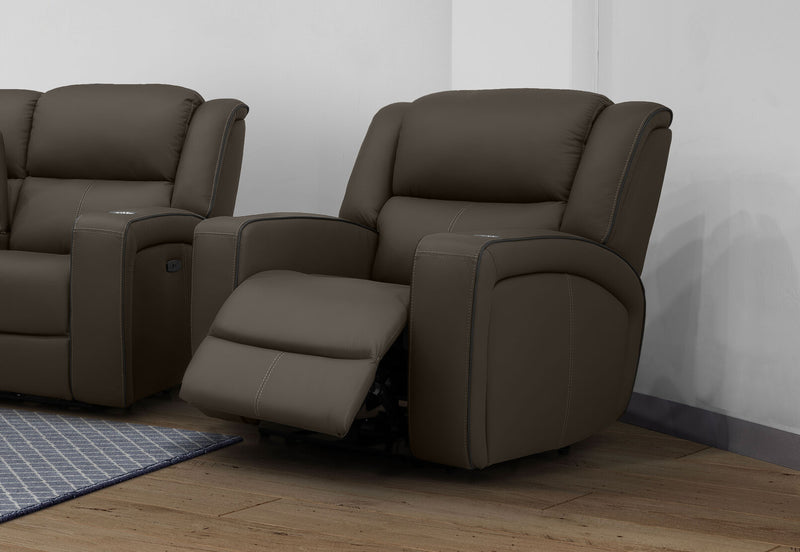 CAPALDI LEATHER ELECTRIC RECLINER GREY