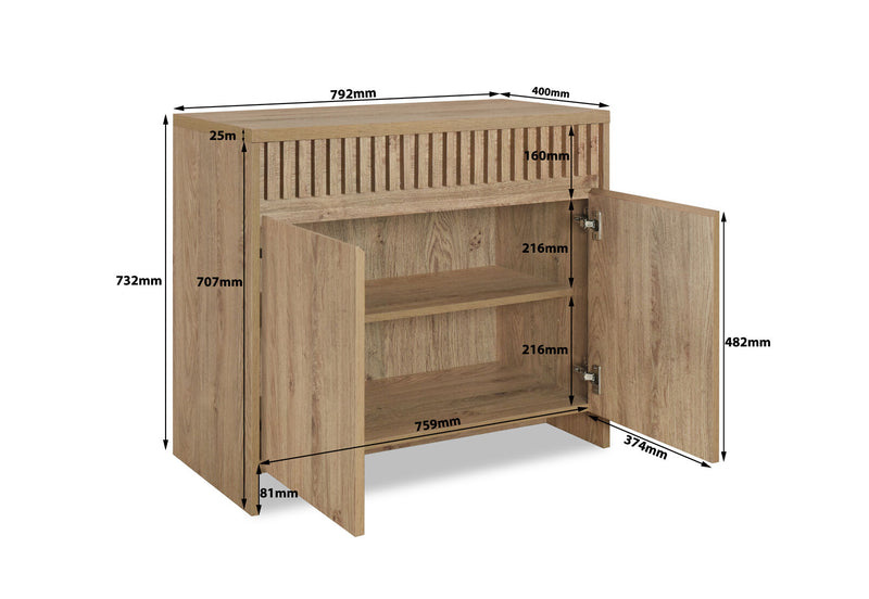 STEPHENSON 2 DOOR SMALL BUFFET OAK