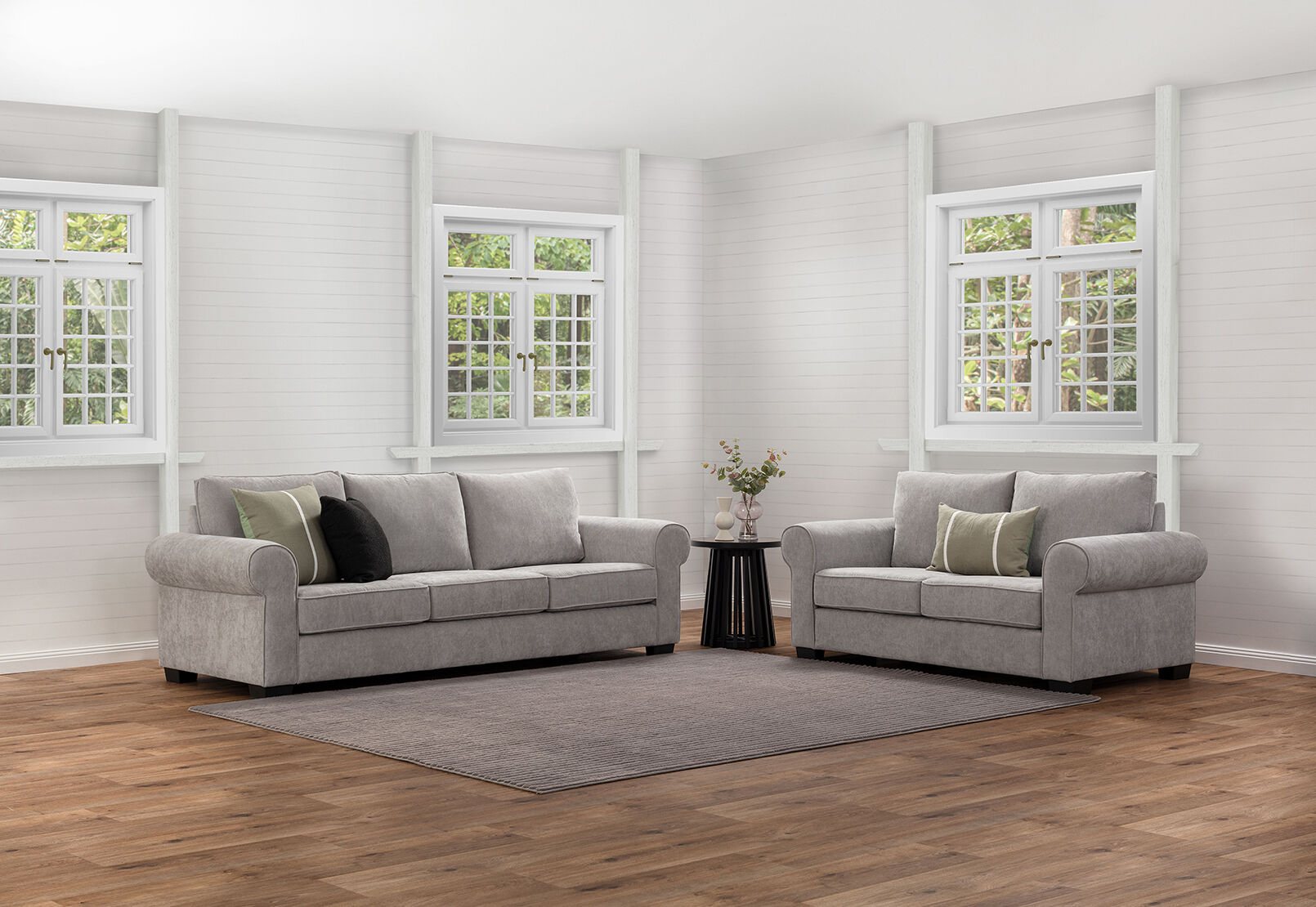 ALLI FABRIC 2 SEATER SOFA LIGHT GREY
