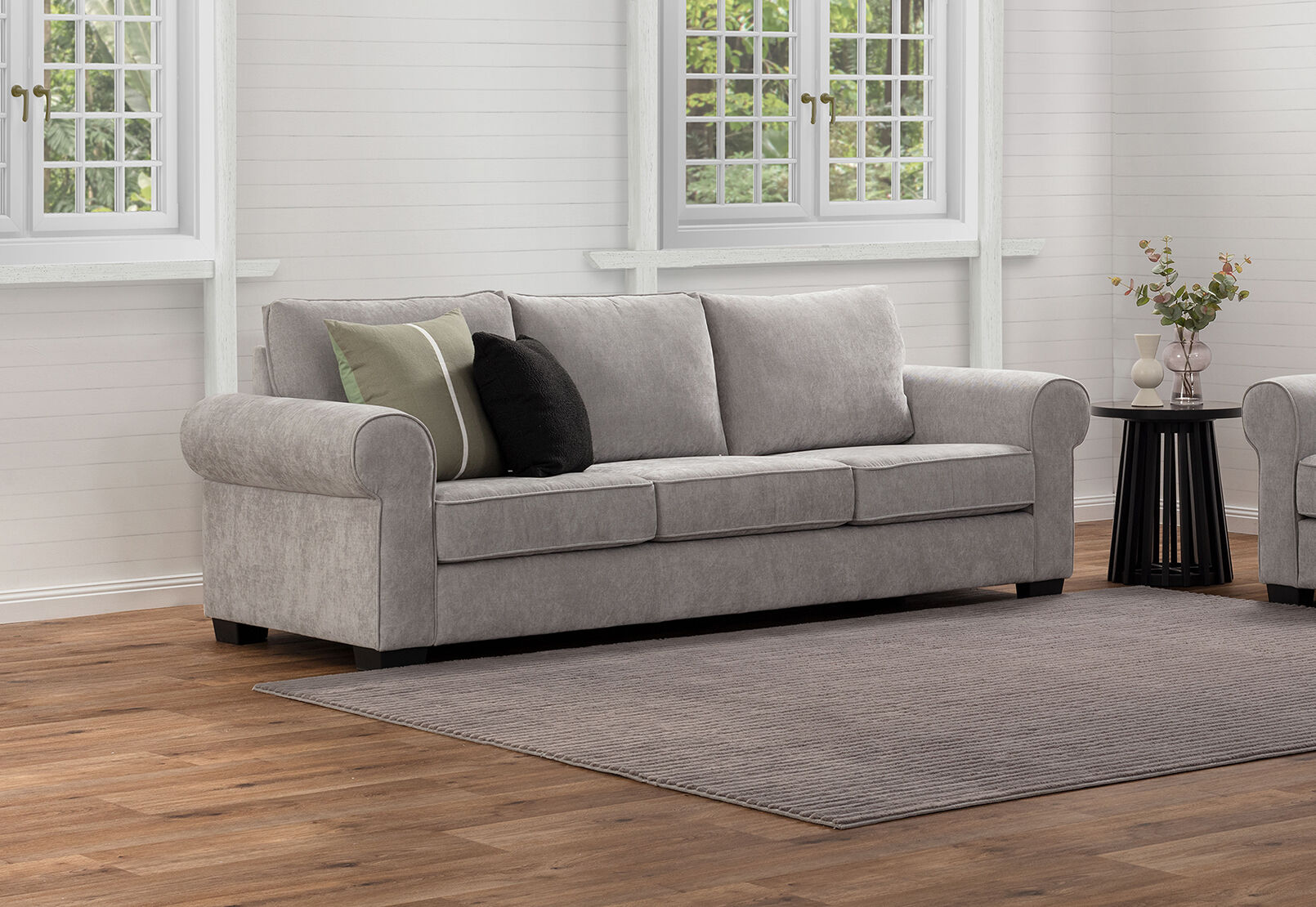 ALLI FABRIC 3 SEATER SOFA LIGHT GREY