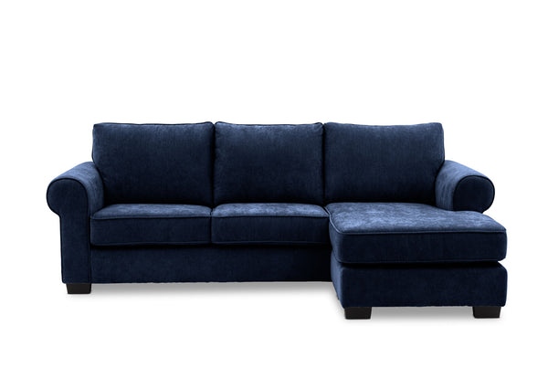 ALLI FABRIC 3 SEATER SOFA WITH REVERSIBLE CHAISE NAVY