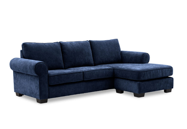 ALLI FABRIC 3 SEATER SOFA WITH REVERSIBLE CHAISE NAVY