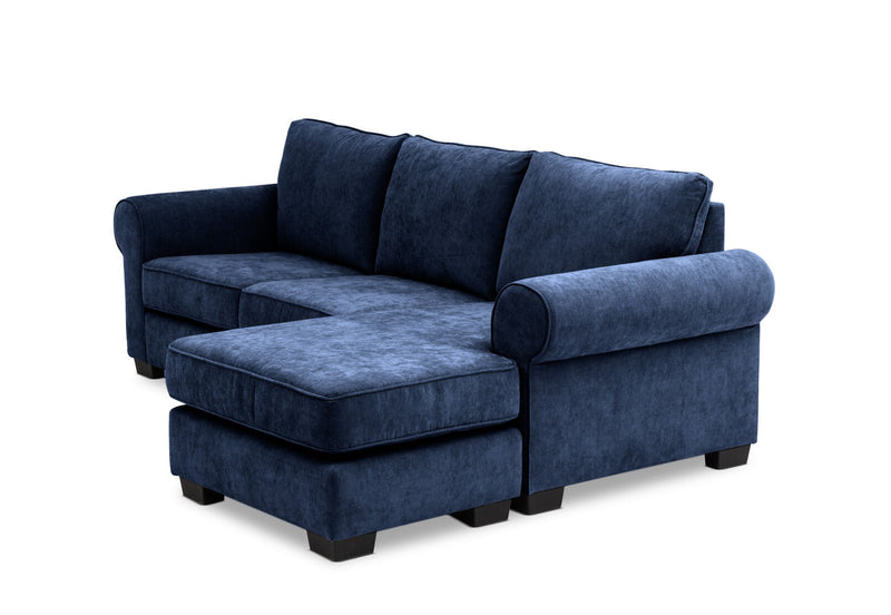 ALLI FABRIC 3 SEATER SOFA WITH REVERSIBLE CHAISE NAVY