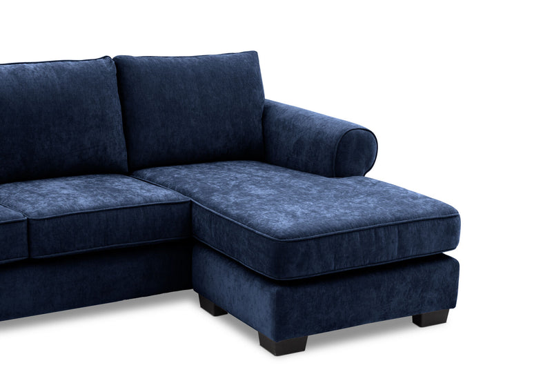 ALLI FABRIC 3 SEATER SOFA WITH REVERSIBLE CHAISE NAVY
