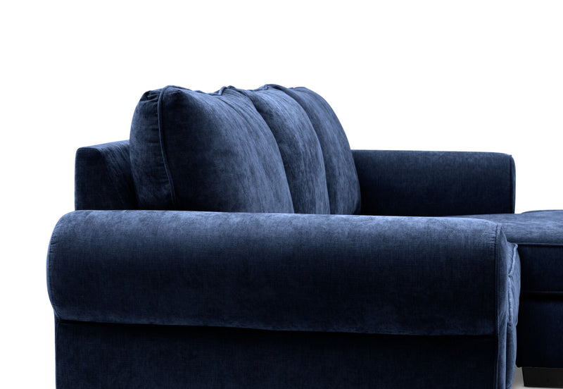 ALLI FABRIC 3 SEATER SOFA WITH REVERSIBLE CHAISE NAVY