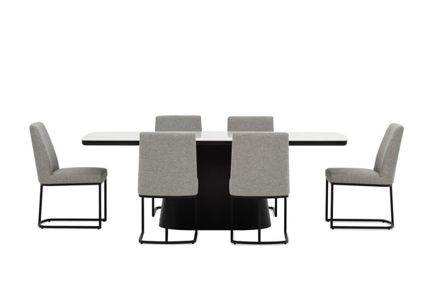 DORVAL 7 PIECE DINING SUITE WITH NEVIS CHAIRS  WHITE / GREY